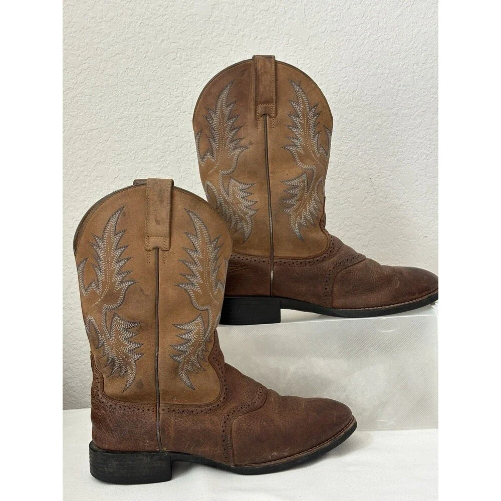 Ariat Heritage Stockman Boots Men’s 9 EE Brown Leather Western Cowboy 10002252